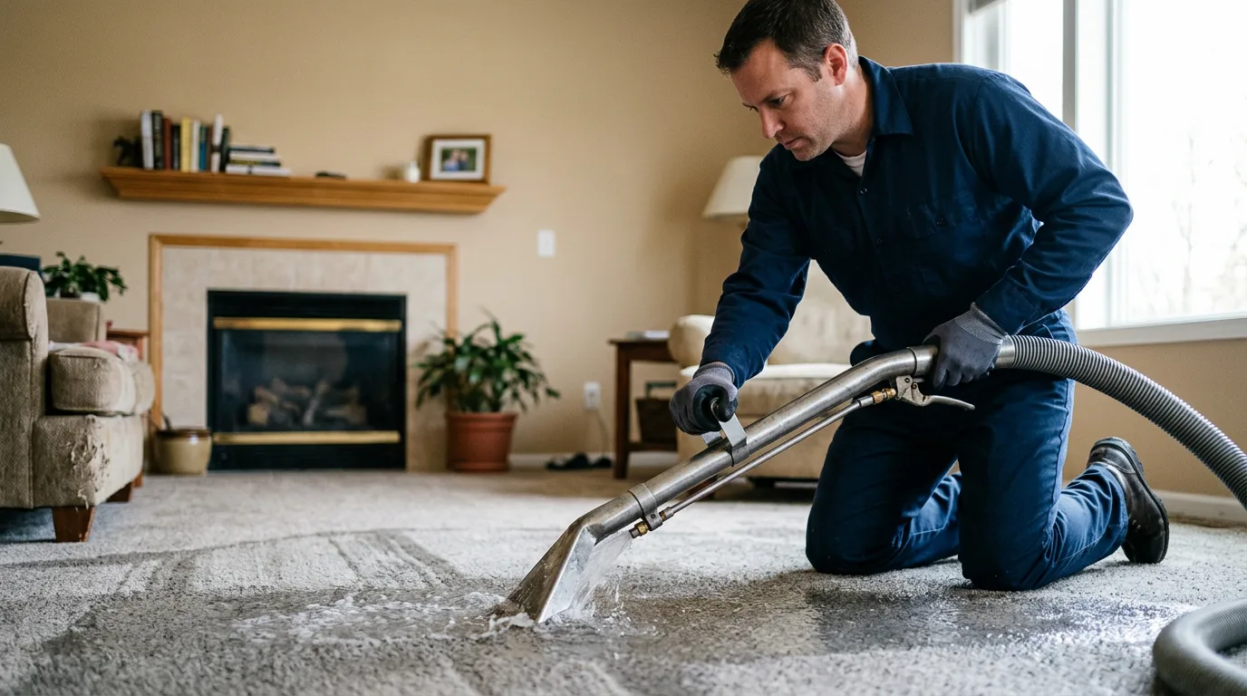 Water damage restoration technician working near Laurier, WA